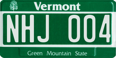 VT license plate NHJ004