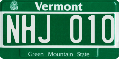 VT license plate NHJ010