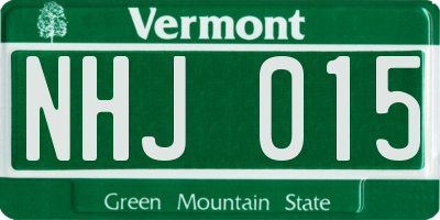 VT license plate NHJ015