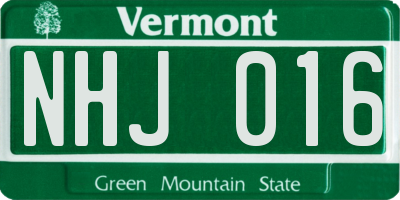 VT license plate NHJ016