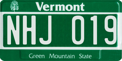VT license plate NHJ019