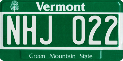 VT license plate NHJ022