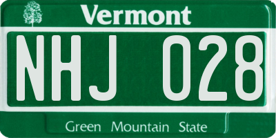 VT license plate NHJ028