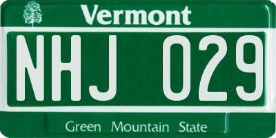 VT license plate NHJ029