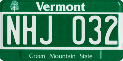 VT license plate NHJ032