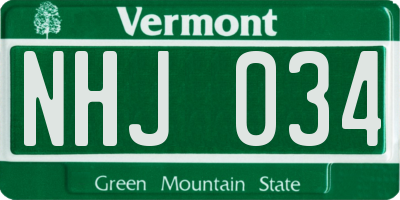 VT license plate NHJ034