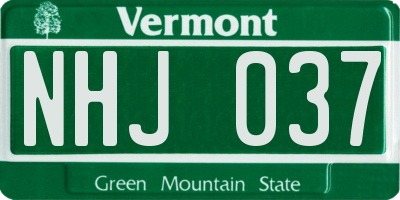 VT license plate NHJ037