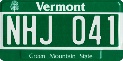 VT license plate NHJ041