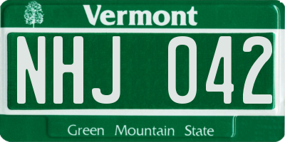 VT license plate NHJ042