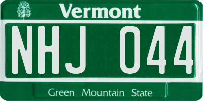 VT license plate NHJ044