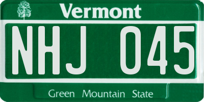 VT license plate NHJ045