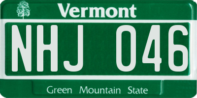 VT license plate NHJ046