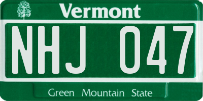 VT license plate NHJ047