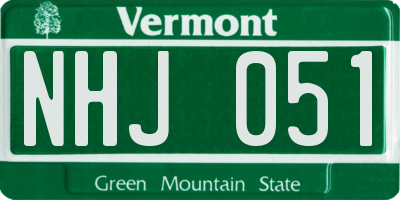VT license plate NHJ051