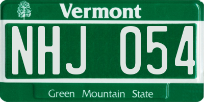 VT license plate NHJ054