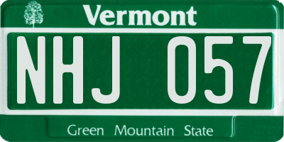 VT license plate NHJ057