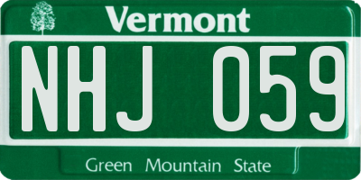 VT license plate NHJ059