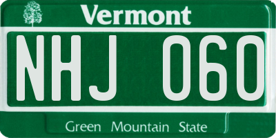 VT license plate NHJ060