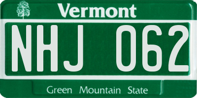 VT license plate NHJ062