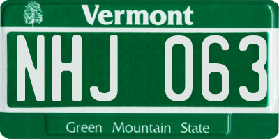 VT license plate NHJ063
