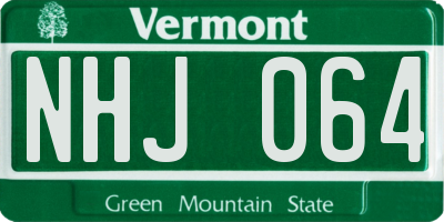 VT license plate NHJ064
