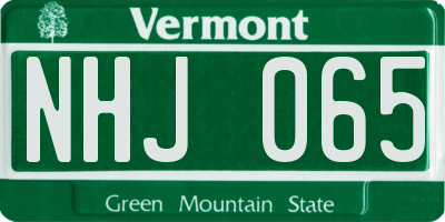 VT license plate NHJ065