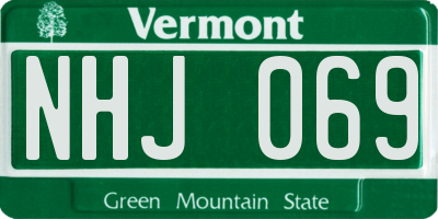 VT license plate NHJ069