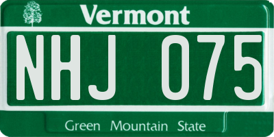 VT license plate NHJ075