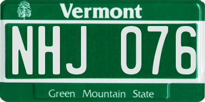 VT license plate NHJ076