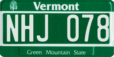 VT license plate NHJ078