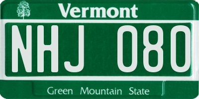 VT license plate NHJ080
