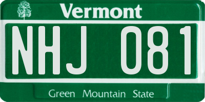 VT license plate NHJ081