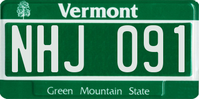 VT license plate NHJ091