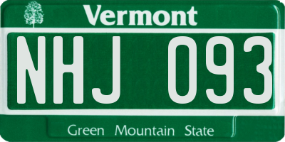 VT license plate NHJ093