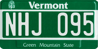 VT license plate NHJ095