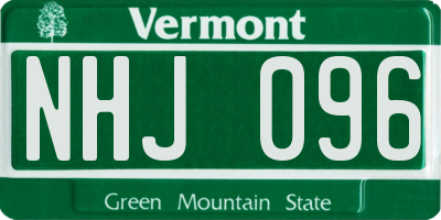 VT license plate NHJ096
