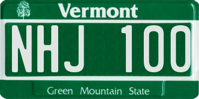 VT license plate NHJ100