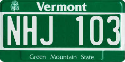 VT license plate NHJ103