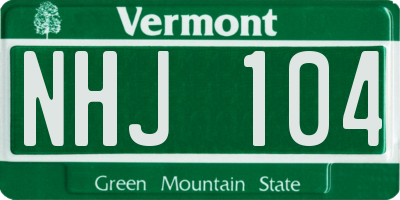 VT license plate NHJ104