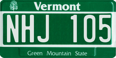 VT license plate NHJ105