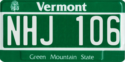 VT license plate NHJ106