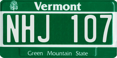 VT license plate NHJ107