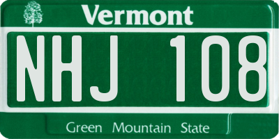 VT license plate NHJ108