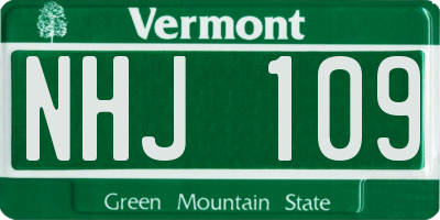 VT license plate NHJ109
