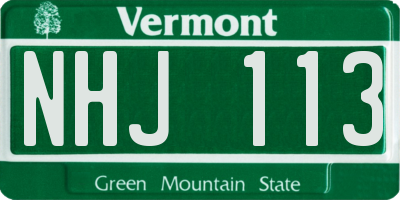 VT license plate NHJ113