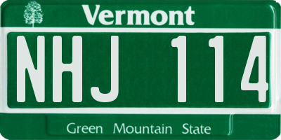 VT license plate NHJ114