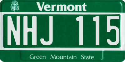 VT license plate NHJ115