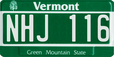 VT license plate NHJ116
