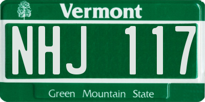 VT license plate NHJ117