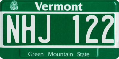 VT license plate NHJ122